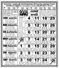 Click here to download Telugu Calendar for the month of June 2006