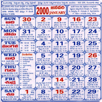 Click here to download Telugu Calendar for the month of January 2000