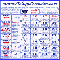 calendar june 2001