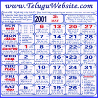 Click here to download Telugu Calendar for the month of May 2001