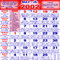 Click here to download Telugu Calendar for the month of May 2002