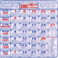 Click here to download Telugu Calendar for the month of October 2000